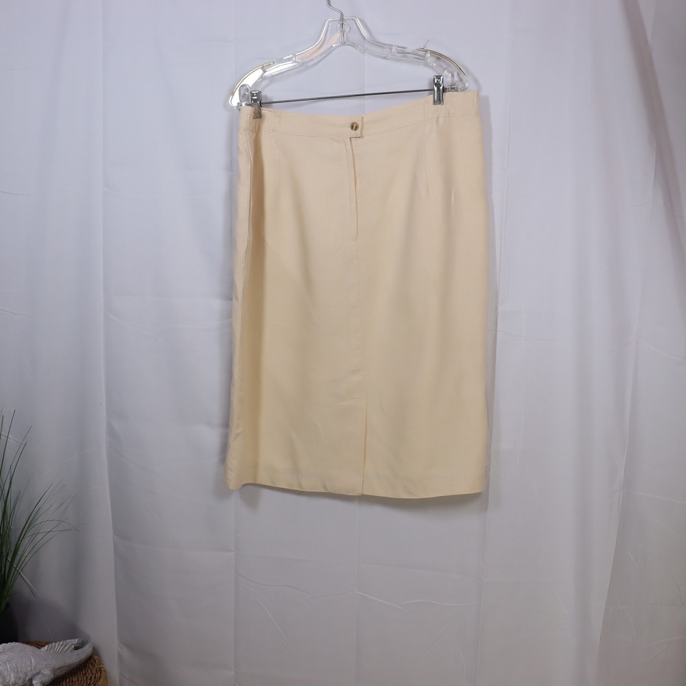 Stanley Blacker Linen Skirt‎ Suit Cream Ivory Blazer Set Women Classic Career - Picture 3 of 5
